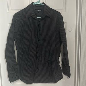 Beverly Hills Polo Club  Mens Black Button Front Long Sleeve  Shirt